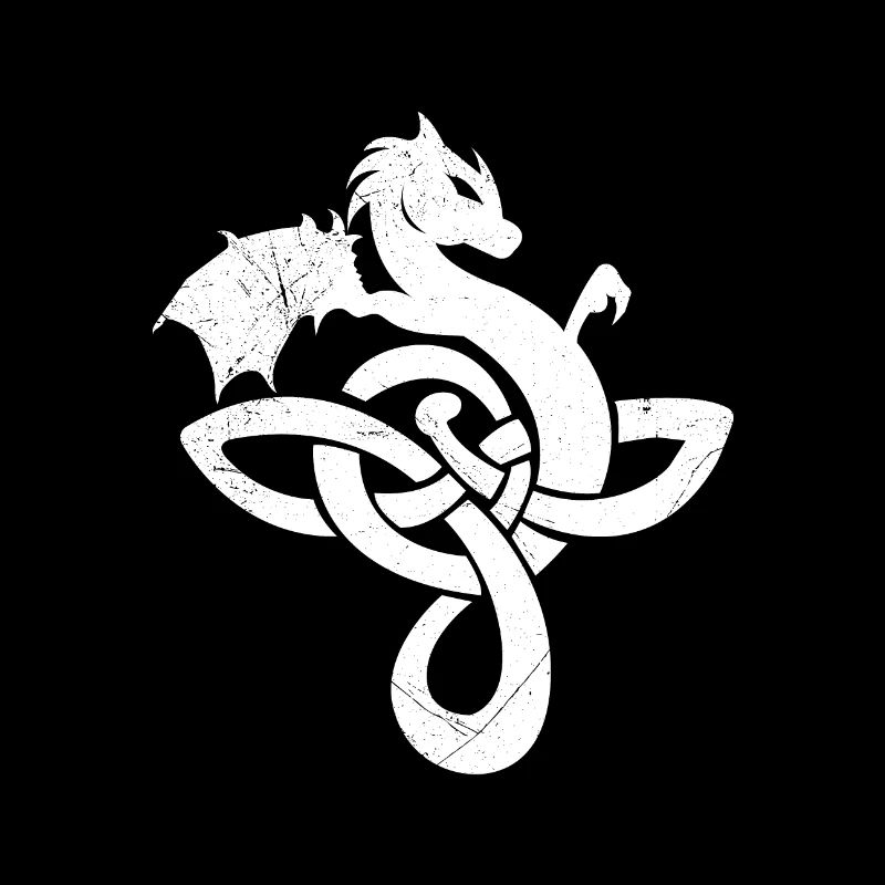 Celtic symbols dragon white gift idea