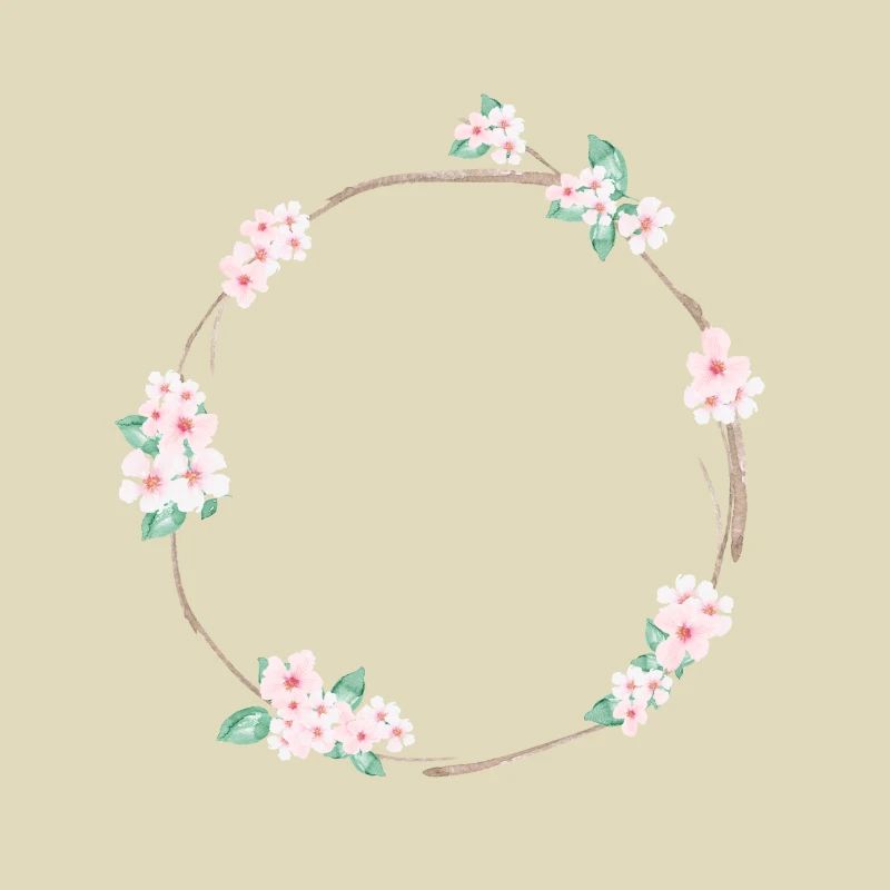 Flowers circle cherry blossoms customizable