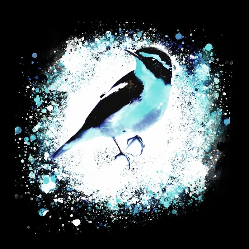 Vogel, Zeichnung, Malerei, meise,hellblau