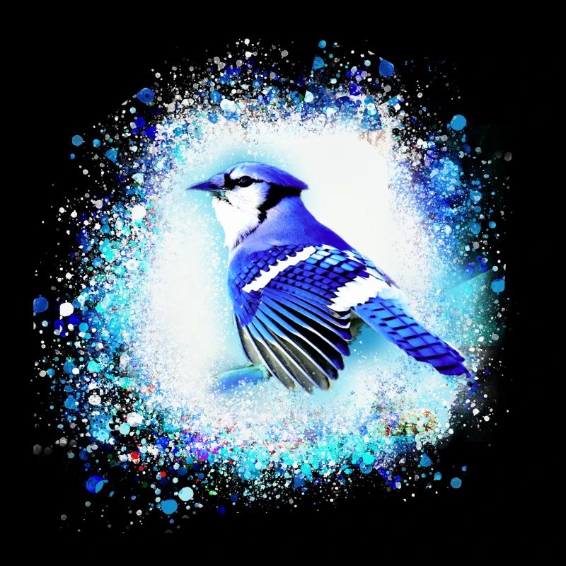 blue jay, bird, blue, graffiti ,watercolor ,parakeet