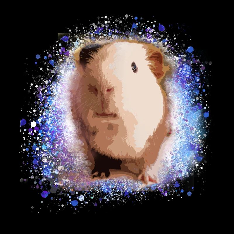 cochon d’Inde, graffiti, peinture, vert, bleu