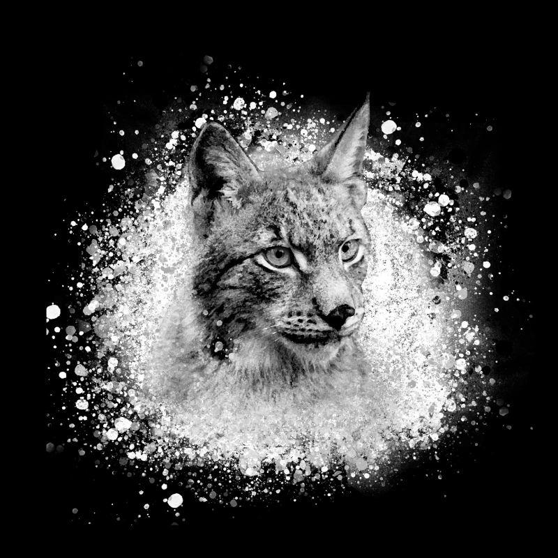 luchs,katze,blau,malerei,aquarell,grau
