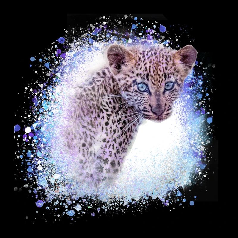 leopard, cat, wildcat, graffiti, painting,blue