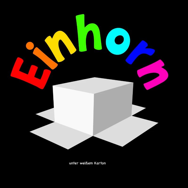 Einhorn unter weißem Karton