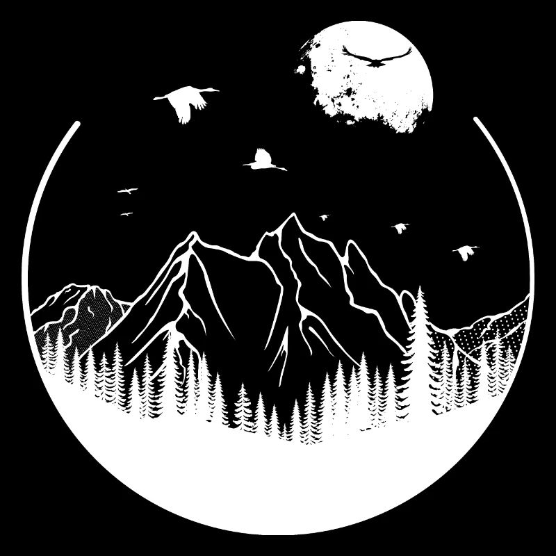 Geometric shape tree mountains
