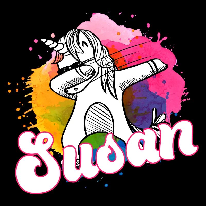SUSAN - Schöner Name mit dabbing Einhorn