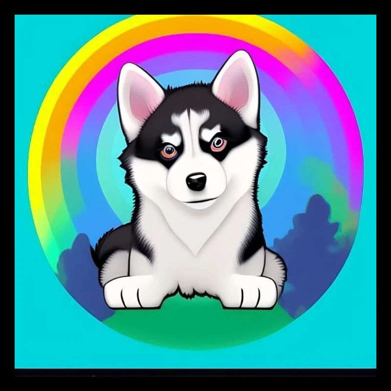 Mignon Husky Rainbow Comic Design