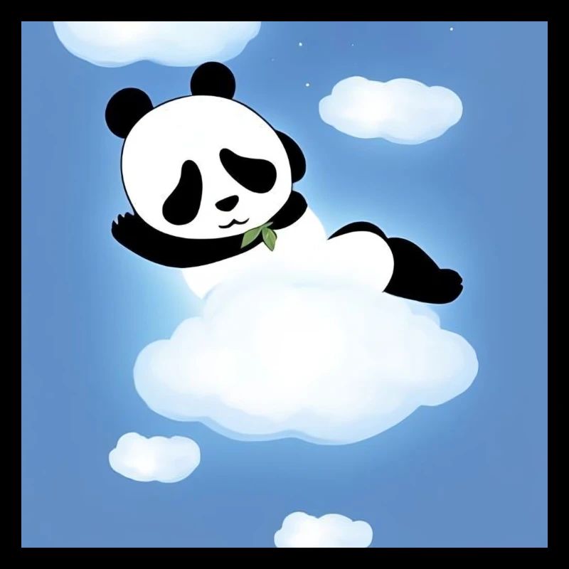 Panda sleeps on a cloud