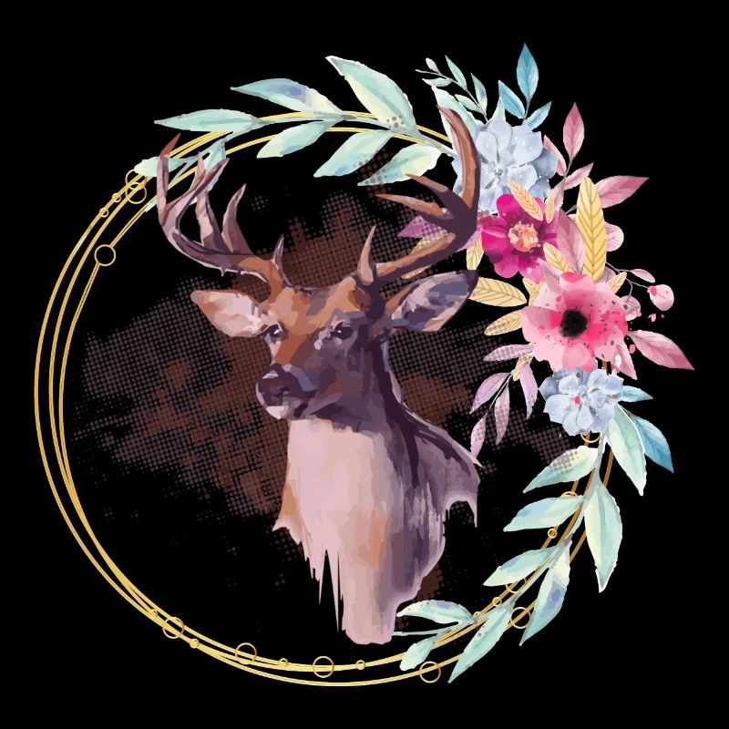 Hirsch mit Blumen