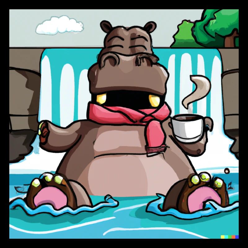 hippo with cofee