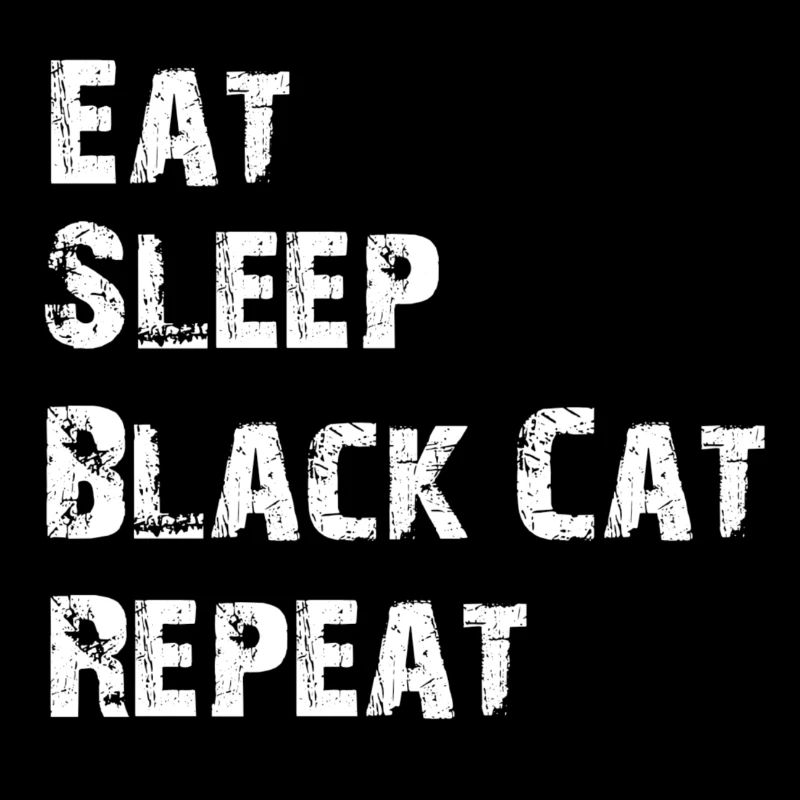 Chat noir Manger Sommeil Répéter