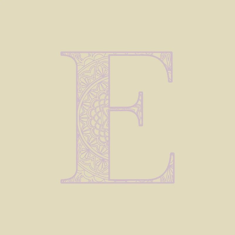 Mandala Monogram Initial in Dusky Pink - Letter E