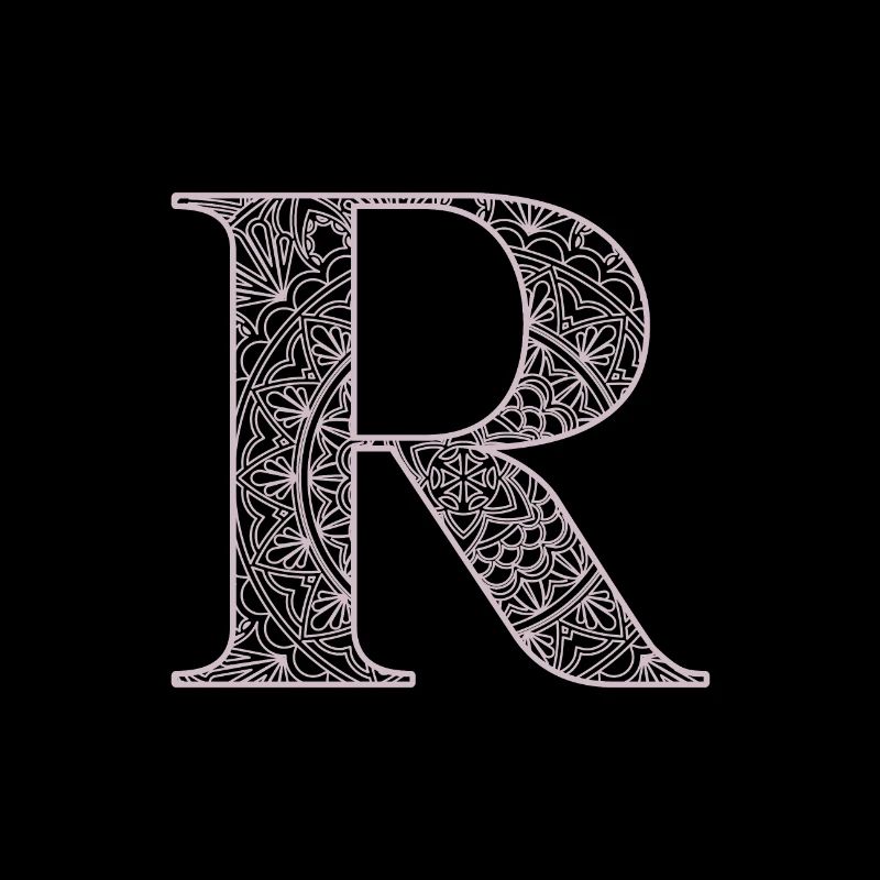 Mandala Monogram Initial in Dusky Pink - Letter R