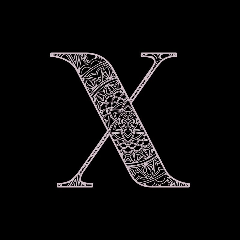 Mandala Monogram Initial in Dusky Pink - Letter X