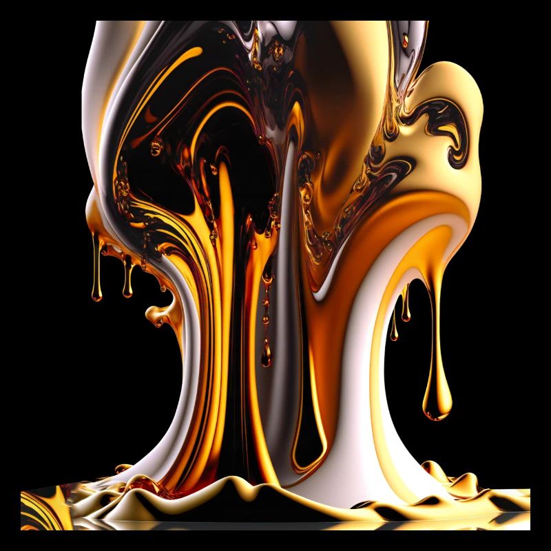 Fiery Elegance - Gradient Liquid Art - goldWhite
