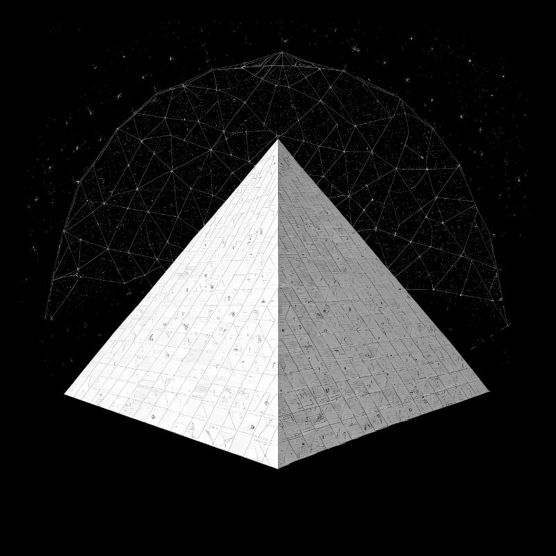 Pyramide avec champ d’énergie en blanc