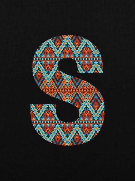 Buchstabe S- Boho-Design, Buntes Monogramm