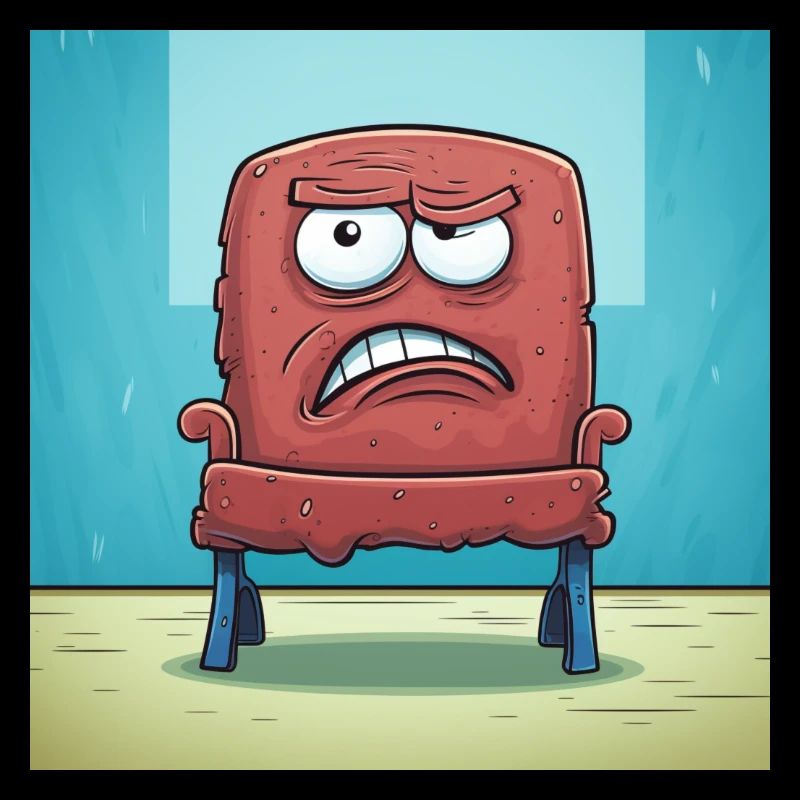 comic style grumpy chair