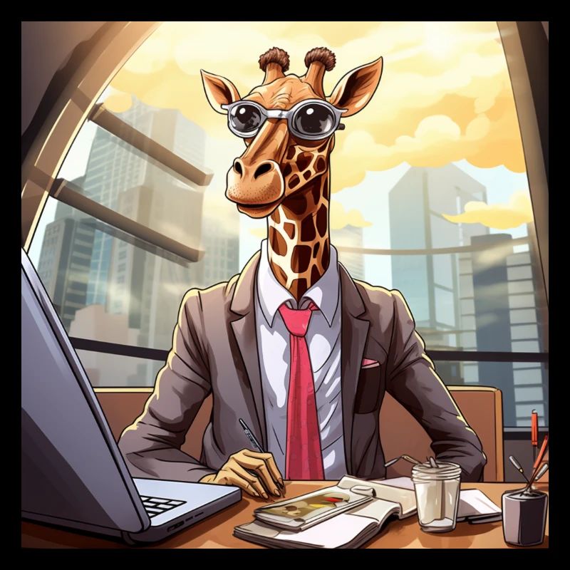 Office Giraffe 4 Comic Style