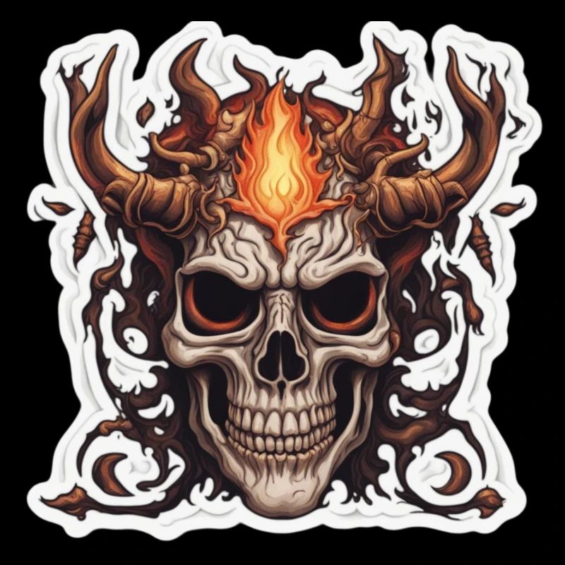 Horned Skull: Blue & Red Fires