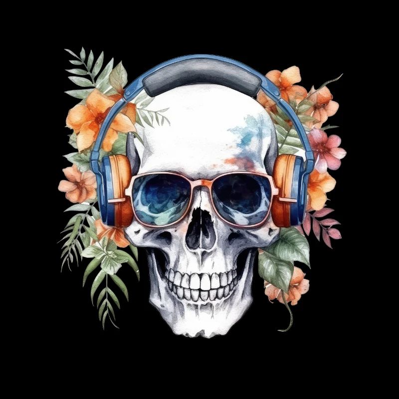 Skull with headphones 2