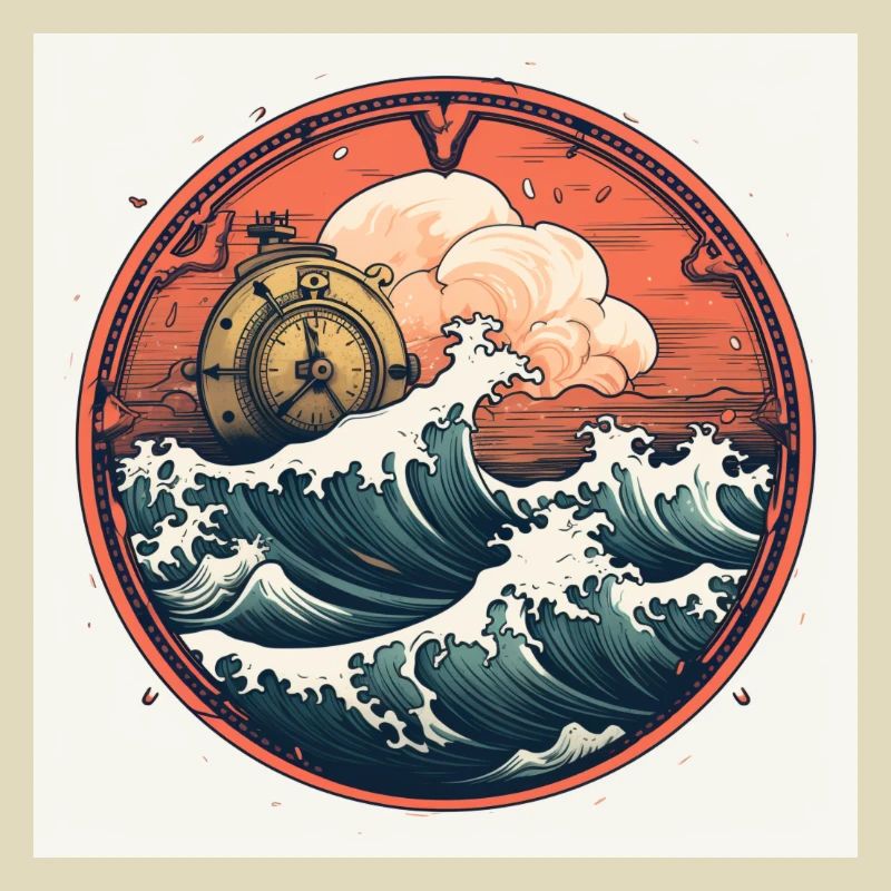 travel love symbol withe Kompass see waves