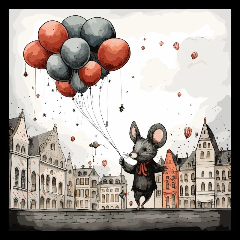 Maus mit Luftballons