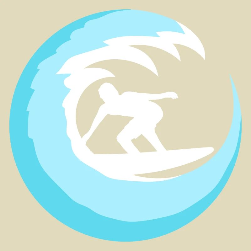 Surfer Surfboard Round Blue Circle Wave Surfing