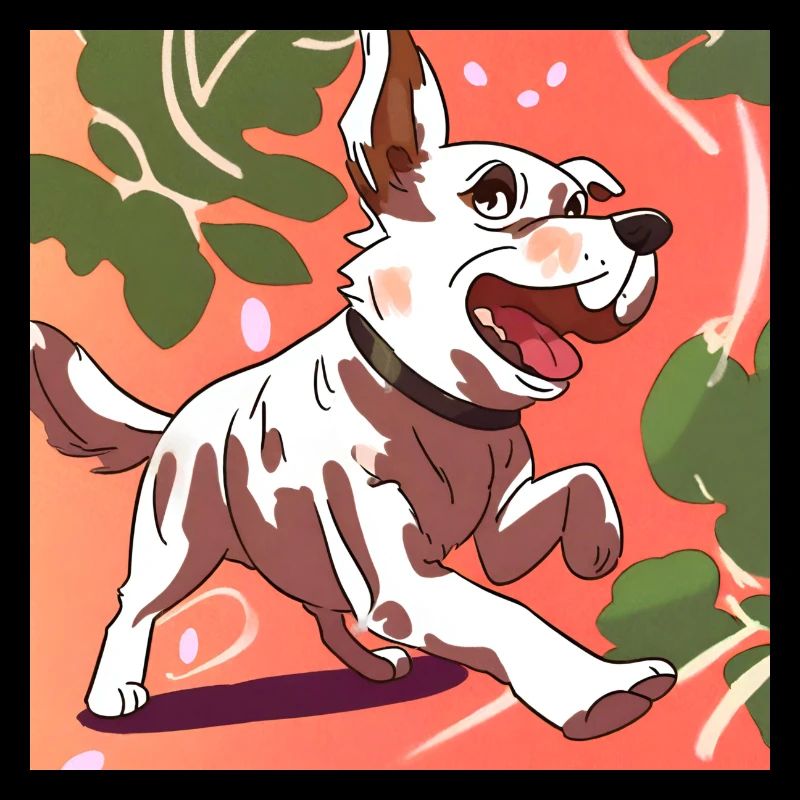 Chien d’anime joyeux en course