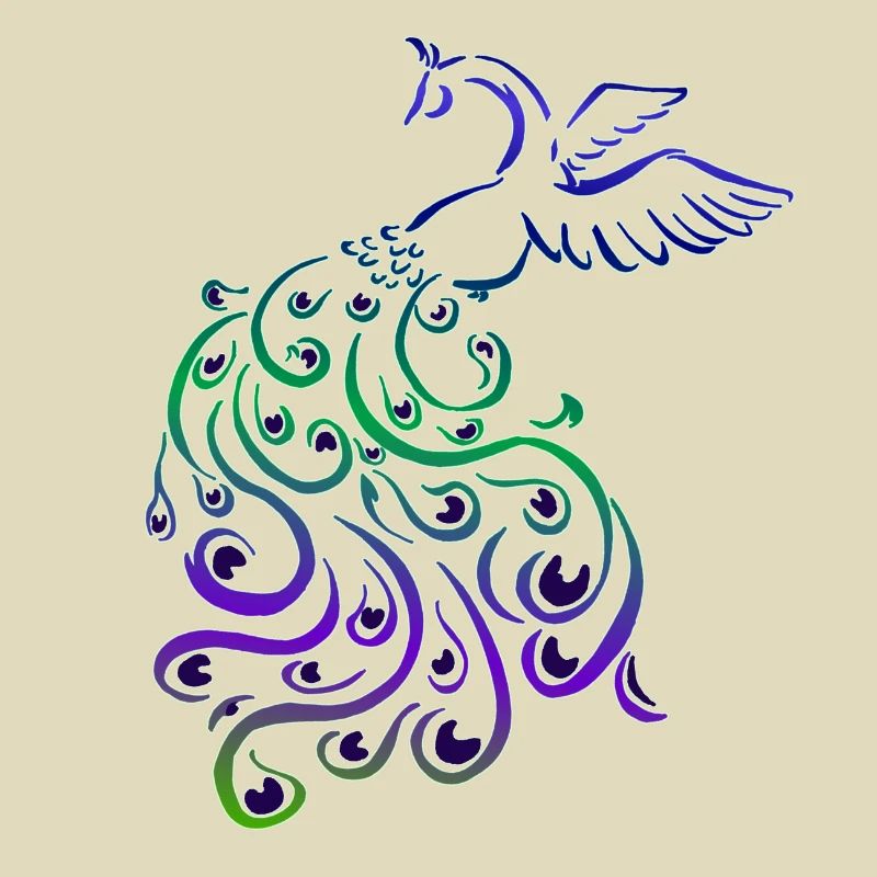 Peacock Tribal Rainbow Elegant Gift Bird Fun