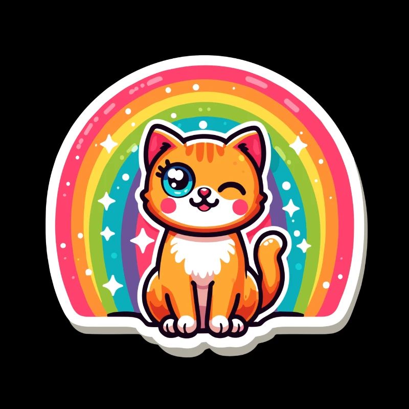 Niedlicher Regenbogen-Kitty-Aufkleber