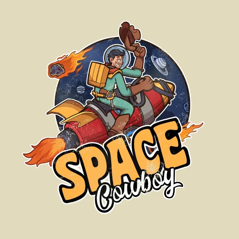 Astronaute Cowboy De L’espace Sur Fusée