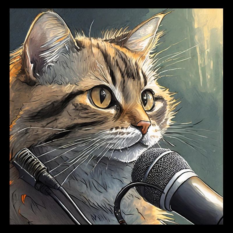 Katze mit Mikrofon