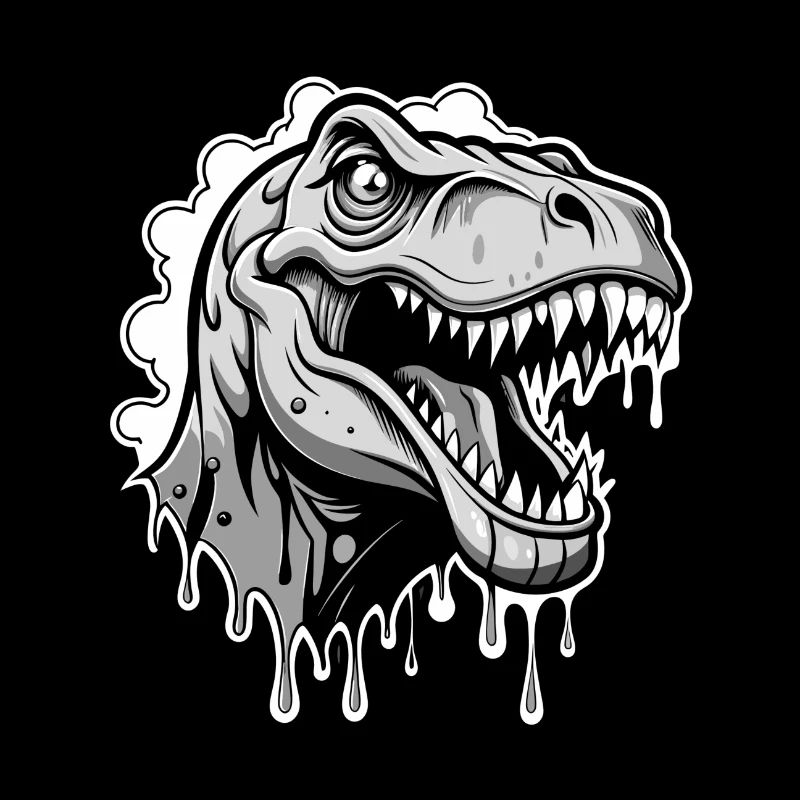 t-rex black and wihte