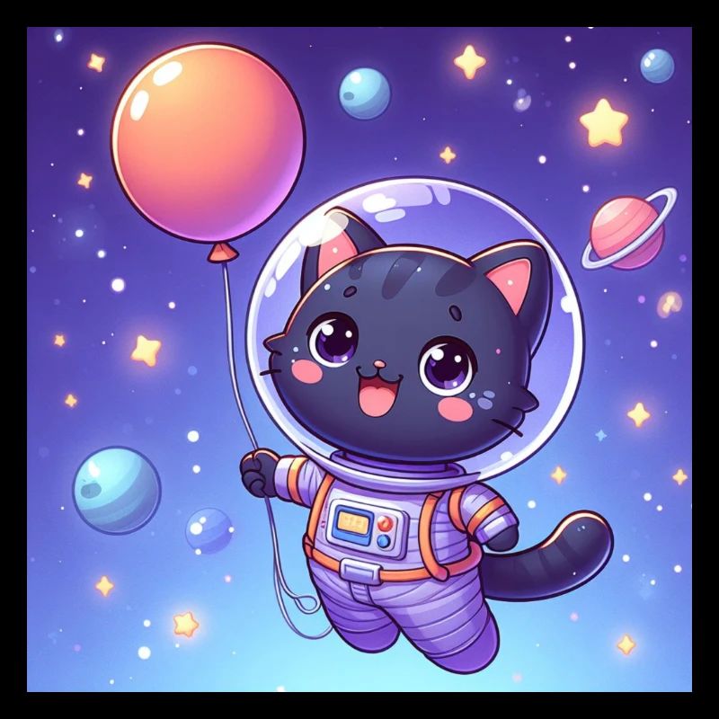 Space Kitty avec ballon dans l’espace