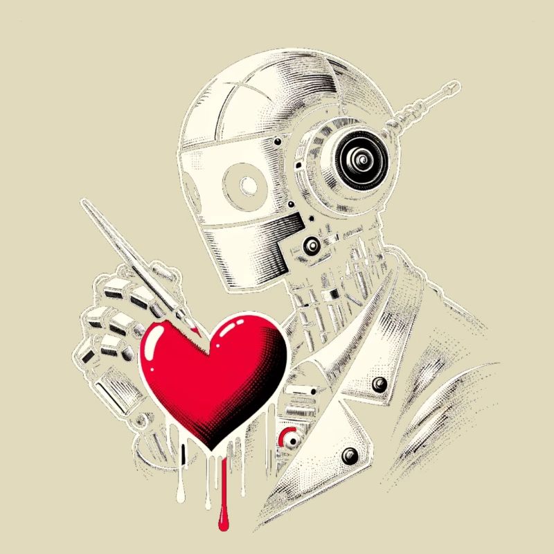 Roboter malt ein rotes Herz