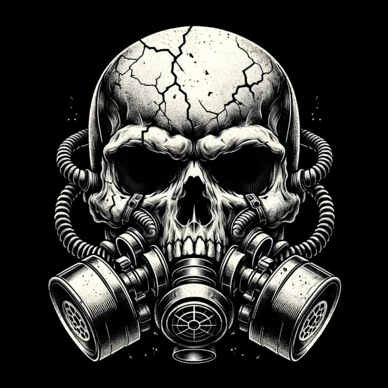 Zerbrochener Schädel mit zwei Filtern