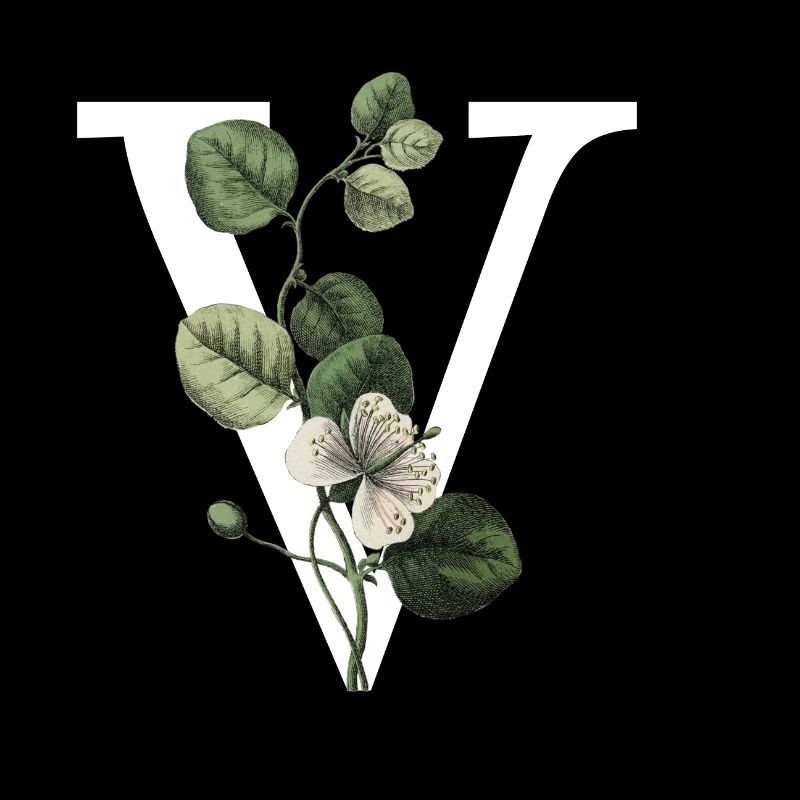 Grüner botanischer Buchstabe V