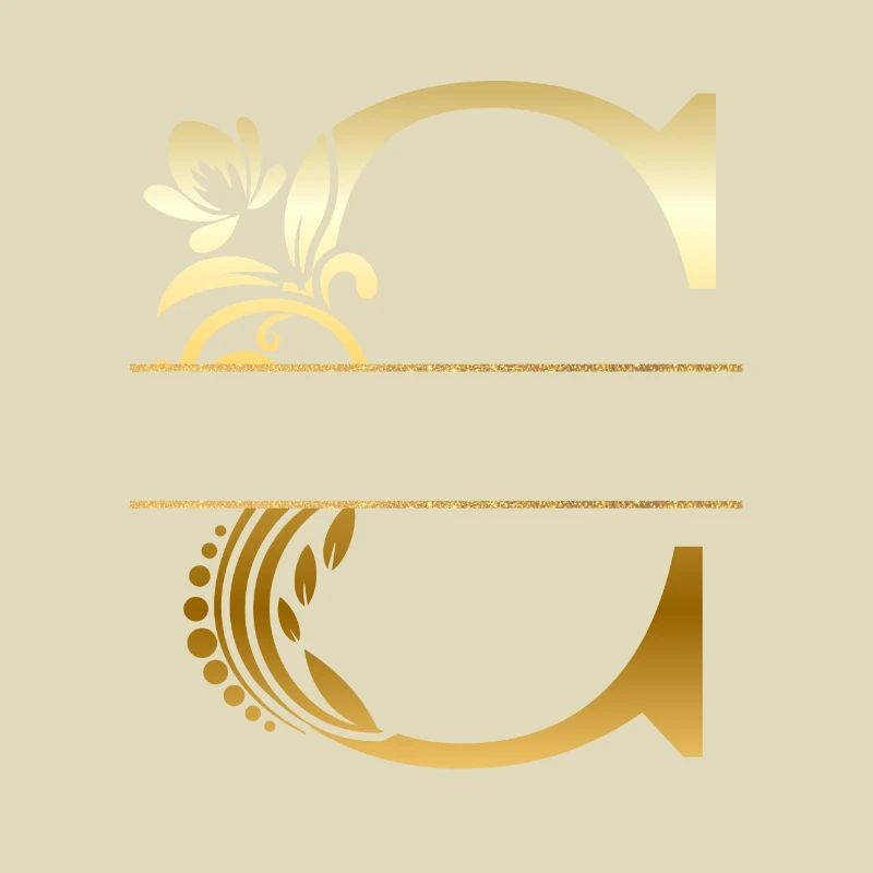 Personalisierter Buchstabe c Gold Blumen - Geschenkidee