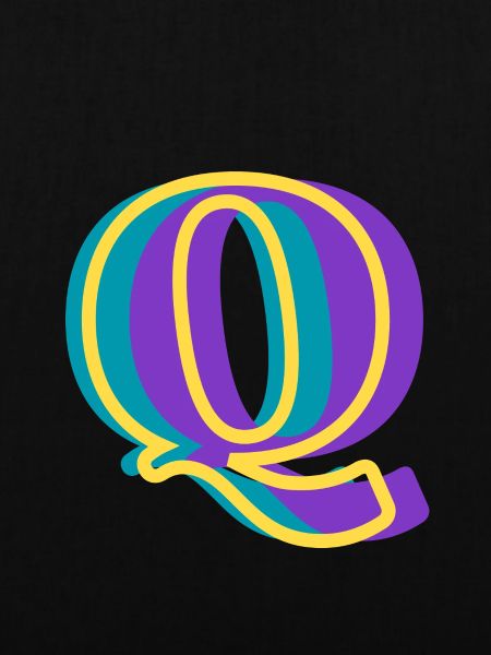 Mehrfarbiger Buchstabe q