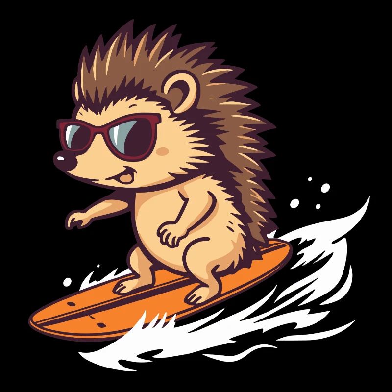Surfender Igel mit Sonnenbrille