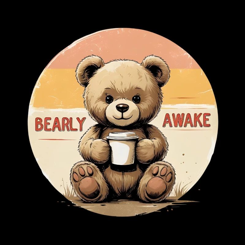 Bearly Awake – Retro Teddy mit Kaffee