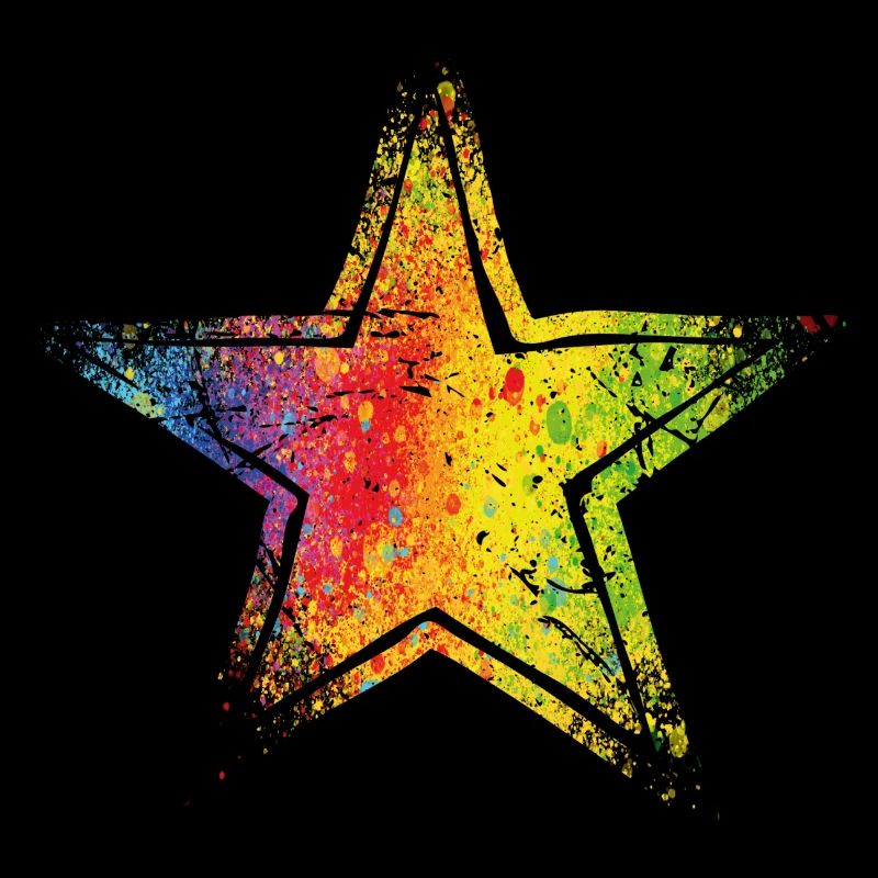 star drawn path cmyk rainbow masked