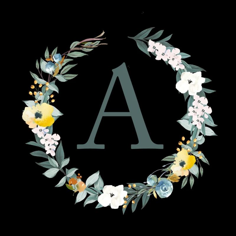 Customizable Monogram A Flowers Circle Spring