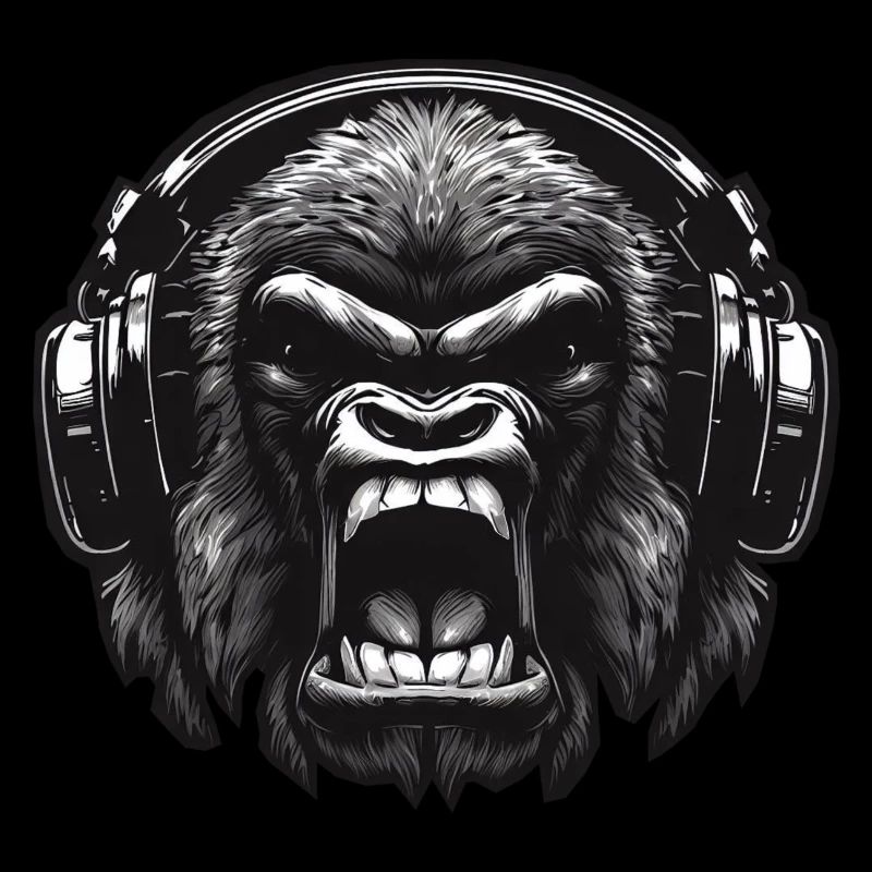 Gorilla DJ mit Kopfhörern