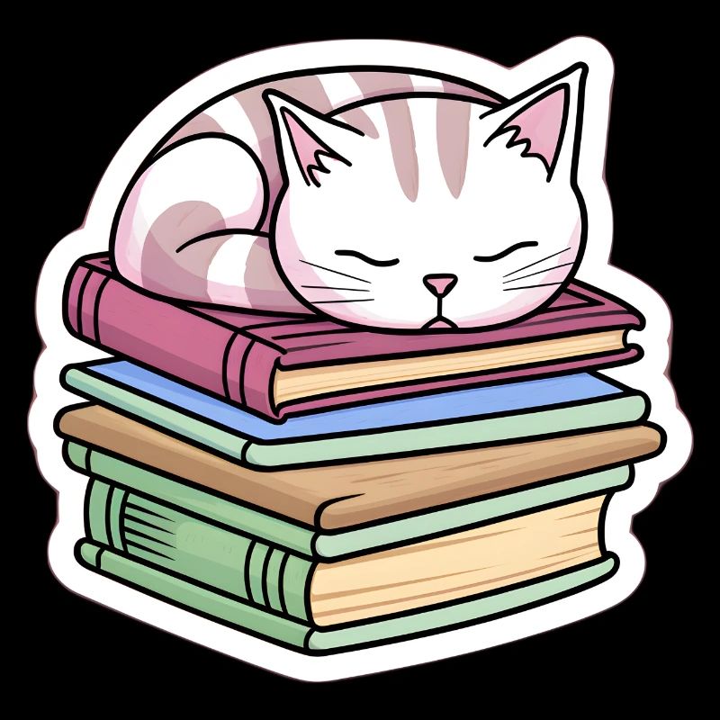 Sleeping Book Cat