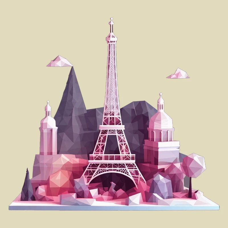Geometrisches Low-Poly Pariser Insel, Eiffelturm