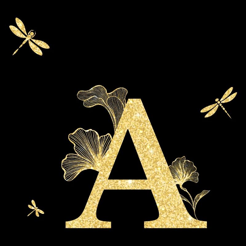 Lettre a paillettes doré libellule - idée cadeau