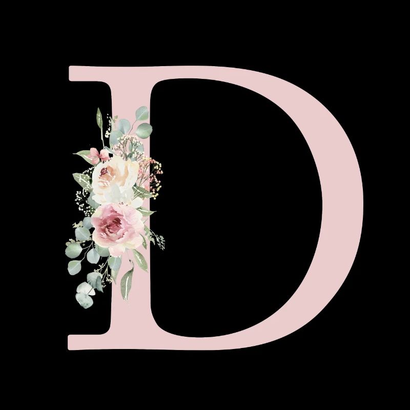 D| Monogramm | Eukalyptus-Pastell-Blumen-Blau