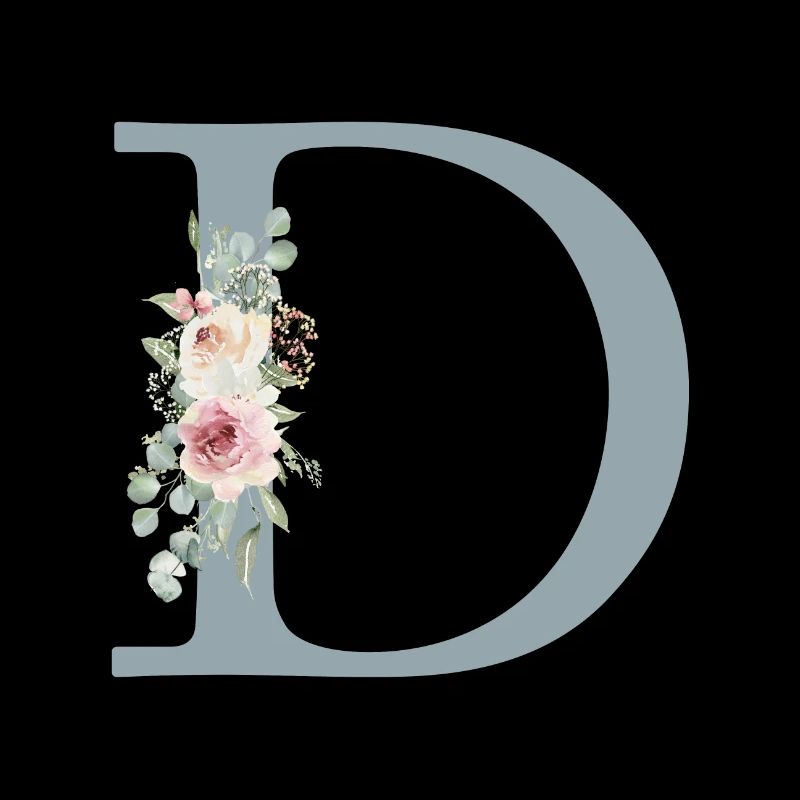 D| Monogramme | Eucalyptus Pastel Fleur Bleu